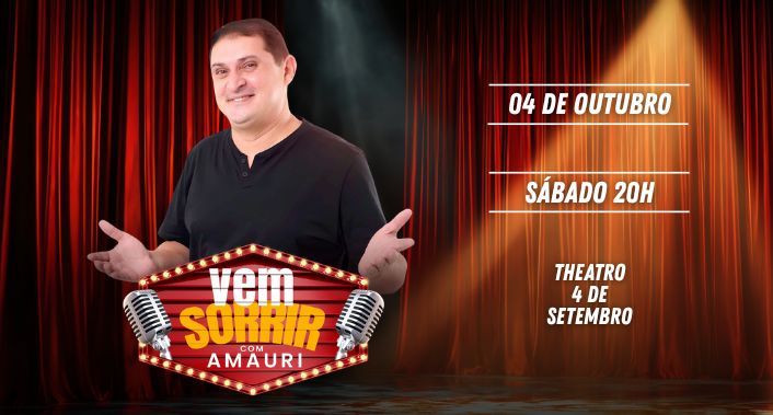 Amauri Jucá, Ingresso para o show de Humor “Vem Sorrir com Amauri” – com AMAURI Jucá - 04/10 Amauri Jucá, Ingresso para o show de Humor “Vem Sorrir com Amauri” – com AMAURI Jucá - 04/10
